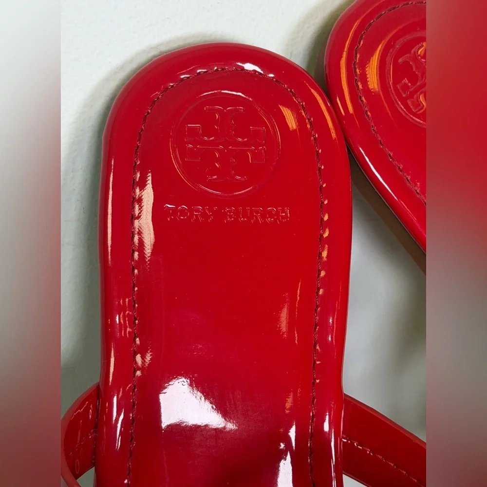 Tory Burch Iconic ‘Miller’ Thong Sandal Vibrant Glossy Red Women’s Size 41